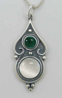 Sterling Silver Romantic Necklace White Moonstone And Fluorite Sterling Silver Romantic Necklace White Moonstone And Fluorite